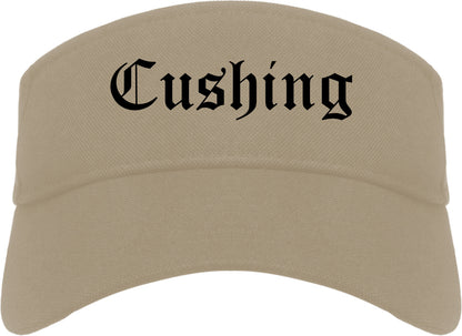 Cushing Oklahoma OK Old English Mens Visor Cap Hat Khaki