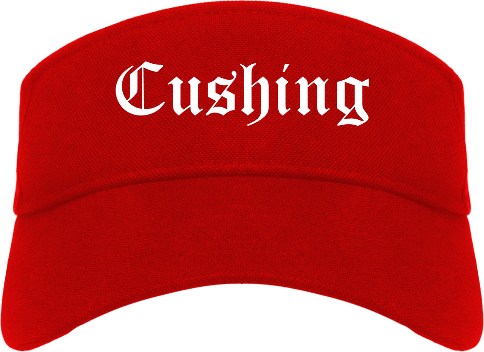 Cushing Oklahoma OK Old English Mens Visor Cap Hat Red