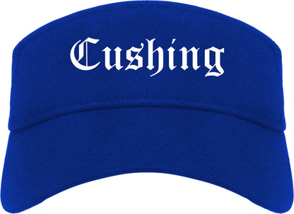Cushing Oklahoma OK Old English Mens Visor Cap Hat Royal Blue