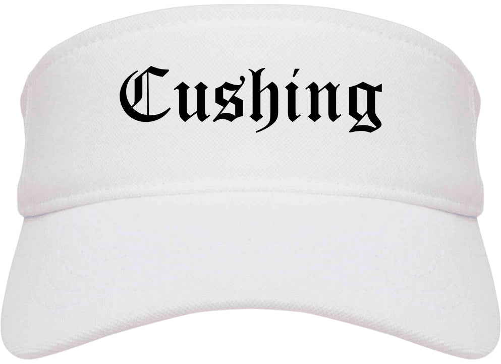 Cushing Oklahoma OK Old English Mens Visor Cap Hat White