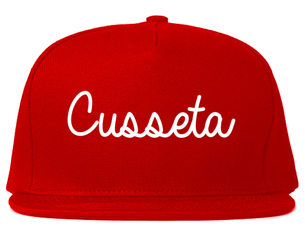Cusseta Georgia GA Script Mens Snapback Hat Red