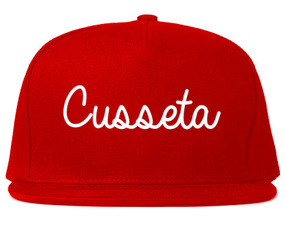 Cusseta Georgia GA Script Mens Snapback Hat Red