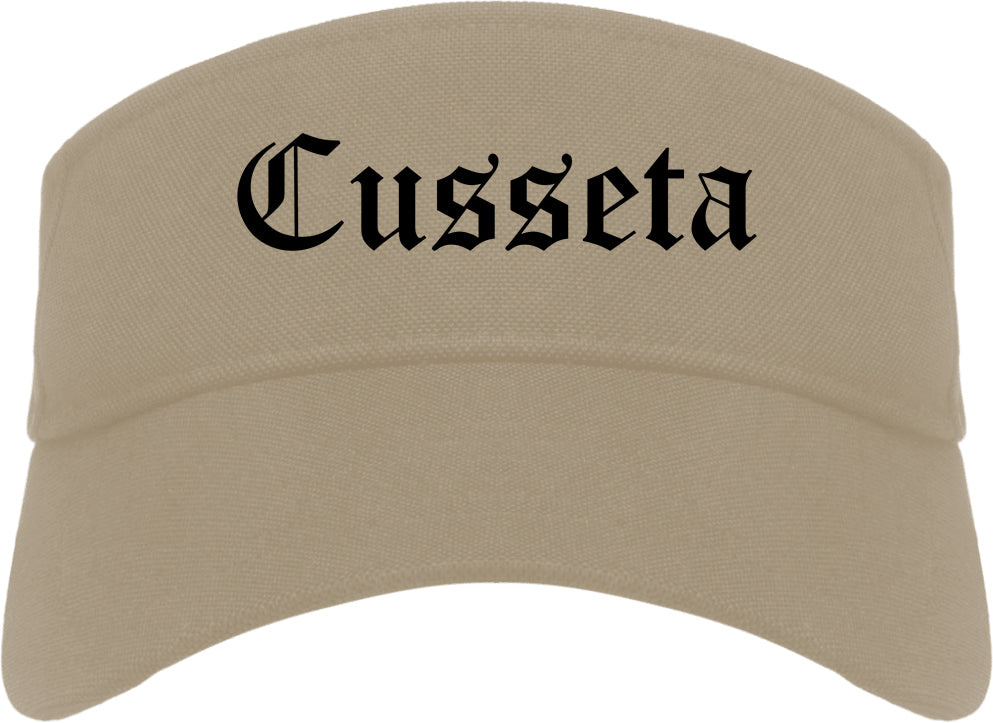 Cusseta Georgia GA Old English Mens Visor Cap Hat Khaki