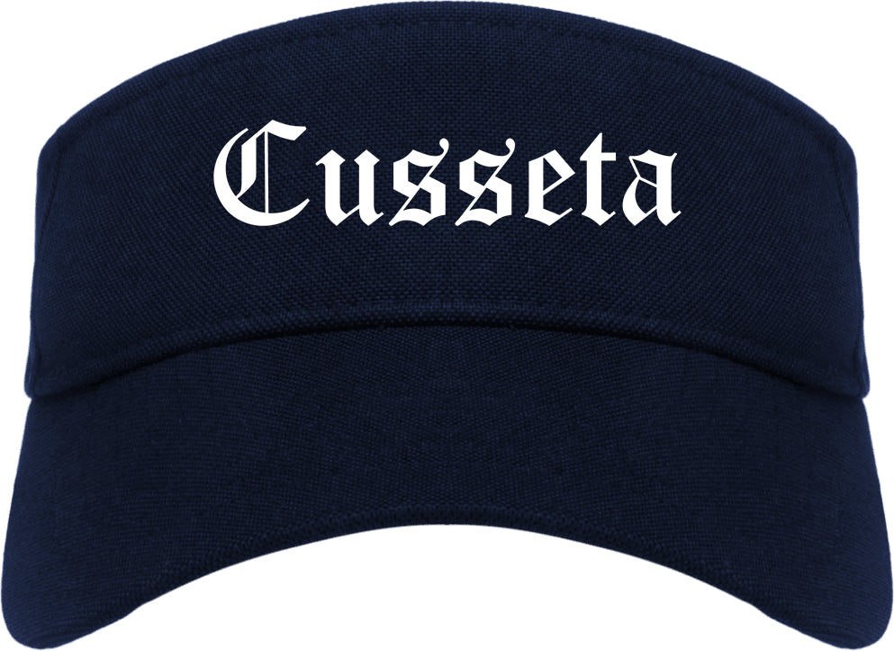 Cusseta Georgia GA Old English Mens Visor Cap Hat Navy Blue