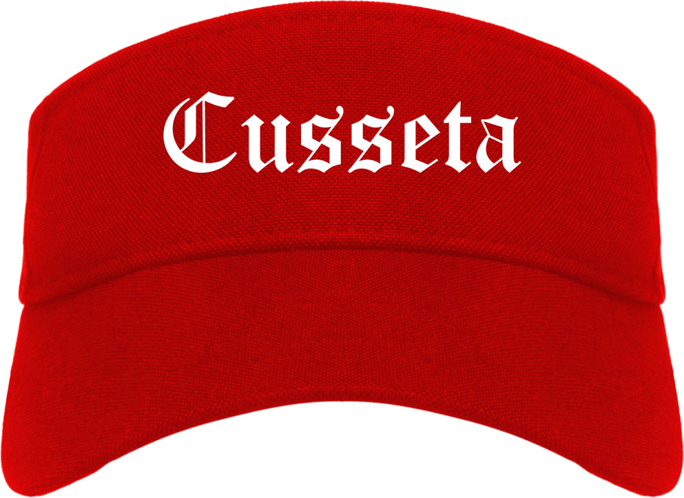 Cusseta Georgia GA Old English Mens Visor Cap Hat Red