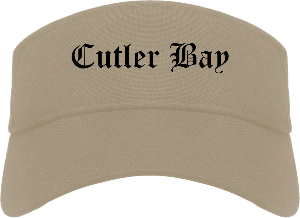 Cutler Bay Florida FL Old English Mens Visor Cap Hat Khaki