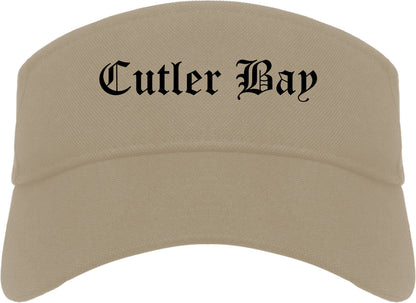 Cutler Bay Florida FL Old English Mens Visor Cap Hat Khaki