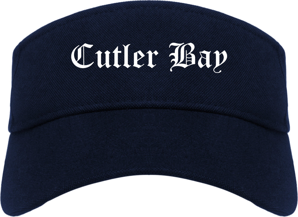 Cutler Bay Florida FL Old English Mens Visor Cap Hat Navy Blue