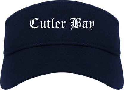 Cutler Bay Florida FL Old English Mens Visor Cap Hat Navy Blue