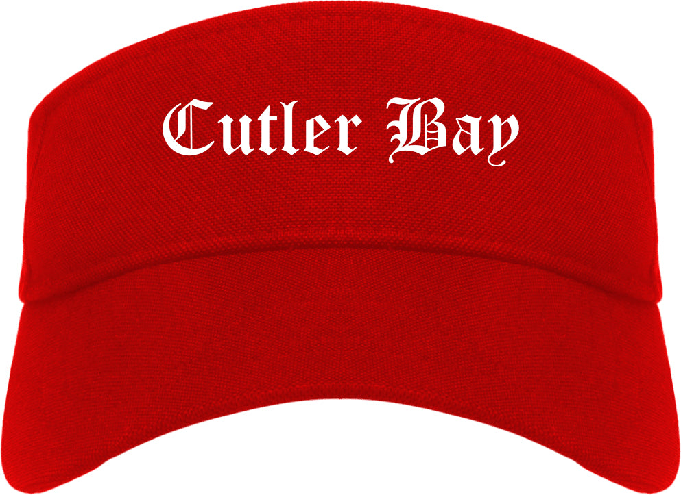 Cutler Bay Florida FL Old English Mens Visor Cap Hat Red