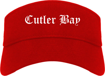 Cutler Bay Florida FL Old English Mens Visor Cap Hat Red