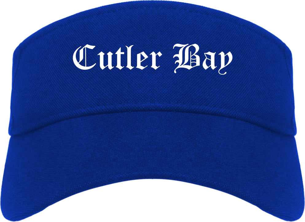 Cutler Bay Florida FL Old English Mens Visor Cap Hat Royal Blue