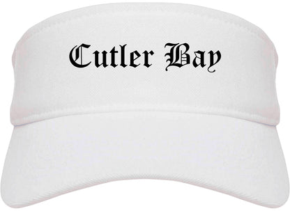Cutler Bay Florida FL Old English Mens Visor Cap Hat White