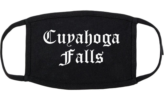 Cuyahoga Falls Ohio OH Old English Cotton Face Mask Black