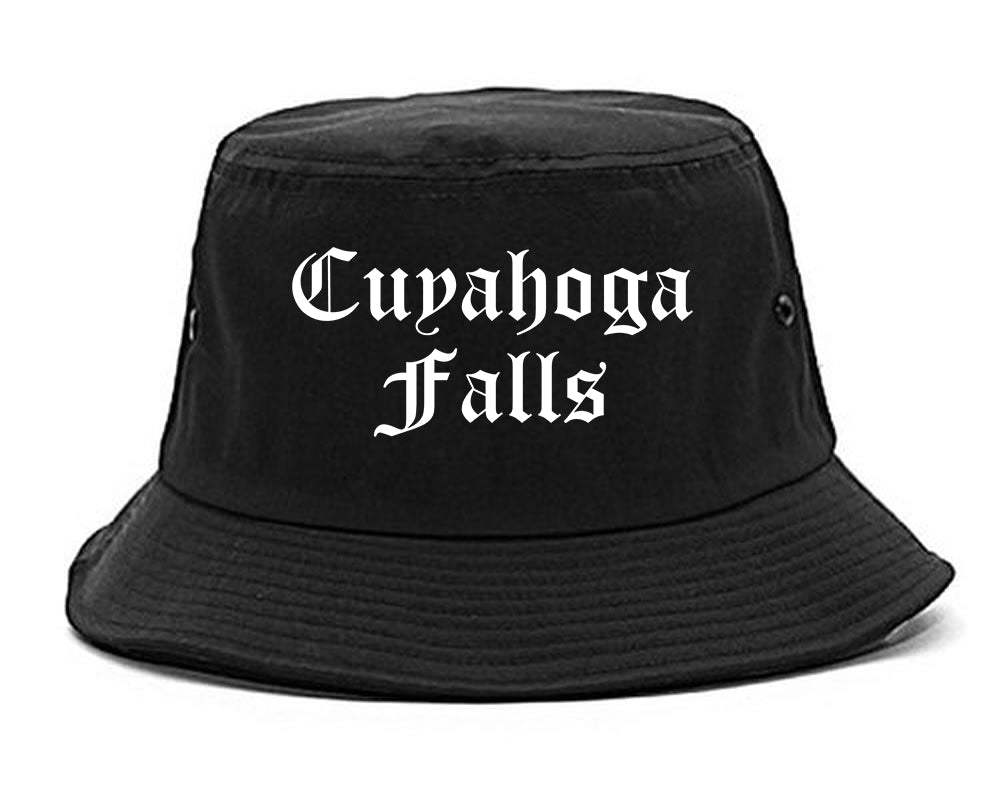 Cuyahoga Falls Ohio OH Old English Mens Bucket Hat Black