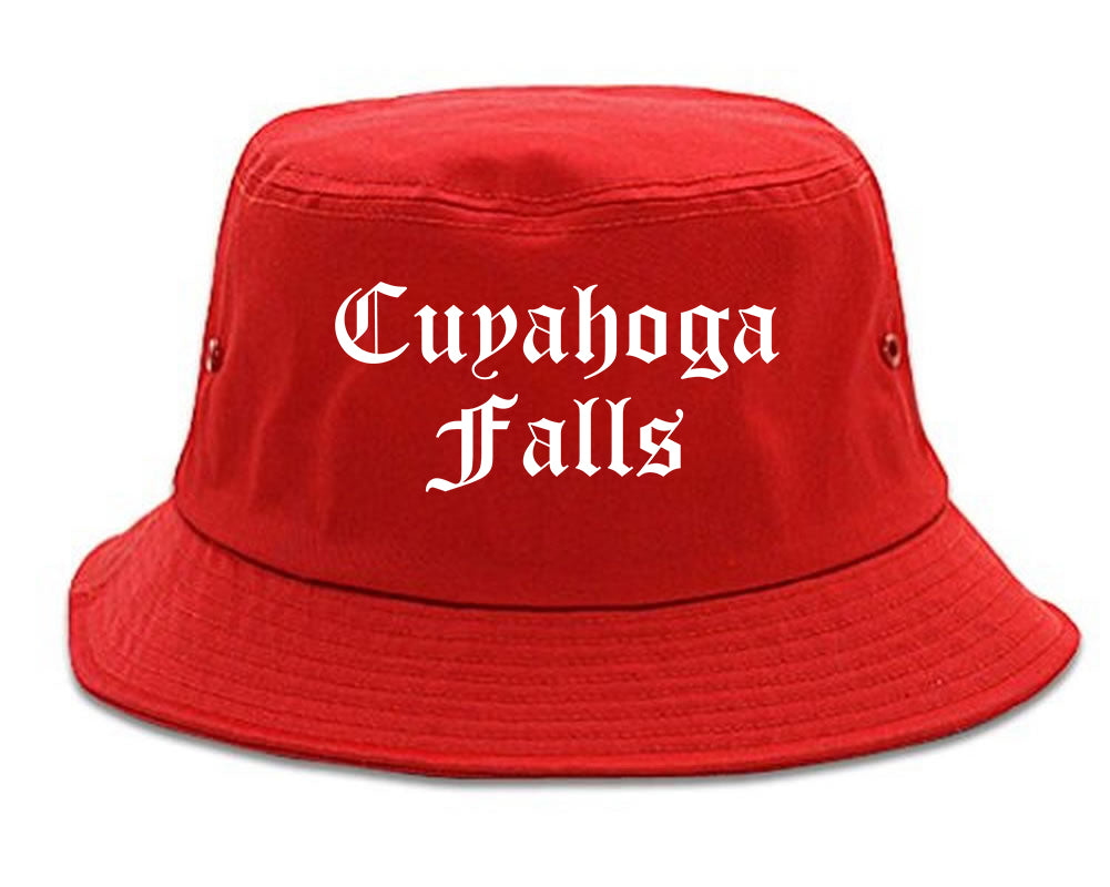 Cuyahoga Falls Ohio OH Old English Mens Bucket Hat Red