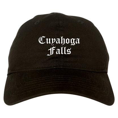 Cuyahoga Falls Ohio OH Old English Mens Dad Hat Baseball Cap Black