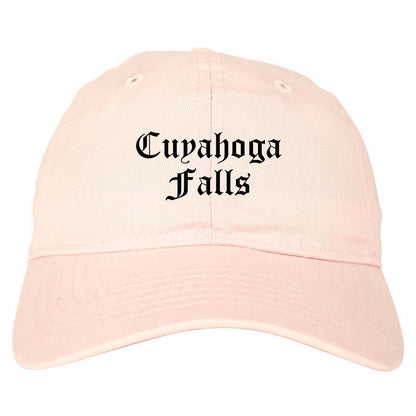 Cuyahoga Falls Ohio OH Old English Mens Dad Hat Baseball Cap Pink