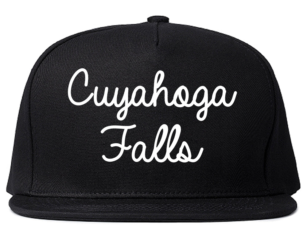 Cuyahoga Falls Ohio OH Script Mens Snapback Hat Black