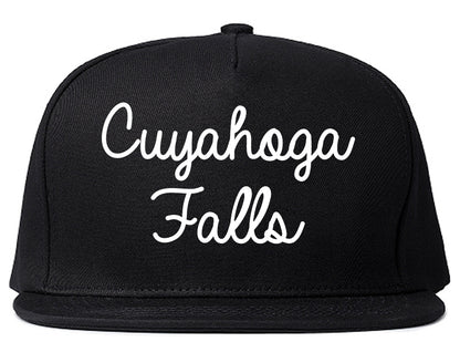 Cuyahoga Falls Ohio OH Script Mens Snapback Hat Black