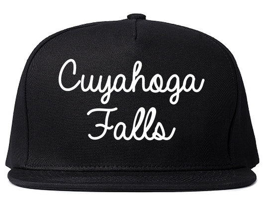Cuyahoga Falls Ohio OH Script Mens Snapback Hat Black