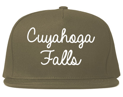 Cuyahoga Falls Ohio OH Script Mens Snapback Hat Grey