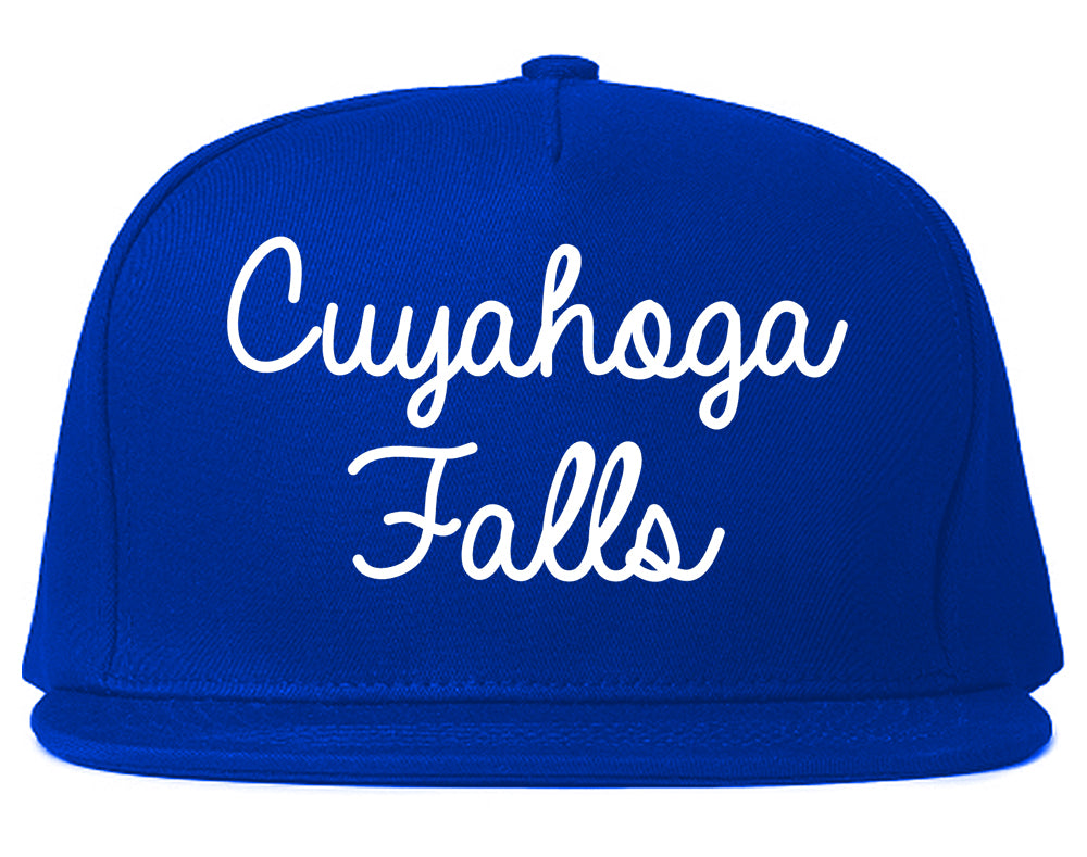 Cuyahoga Falls Ohio OH Script Mens Snapback Hat Royal Blue