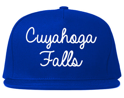 Cuyahoga Falls Ohio OH Script Mens Snapback Hat Royal Blue