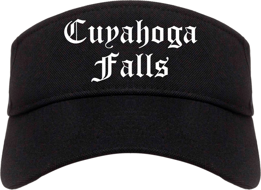 Cuyahoga Falls Ohio OH Old English Mens Visor Cap Hat Black