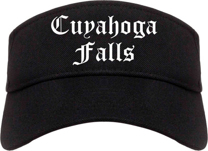 Cuyahoga Falls Ohio OH Old English Mens Visor Cap Hat Black