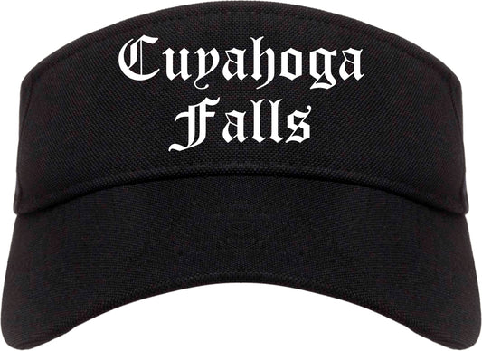 Cuyahoga Falls Ohio OH Old English Mens Visor Cap Hat Black