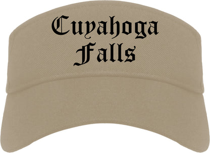 Cuyahoga Falls Ohio OH Old English Mens Visor Cap Hat Khaki
