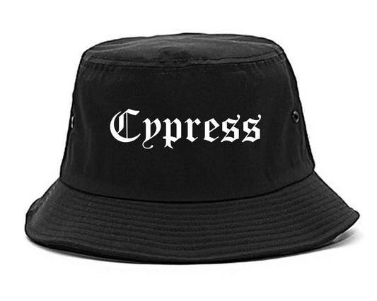 Cypress California CA Old English Mens Bucket Hat Black