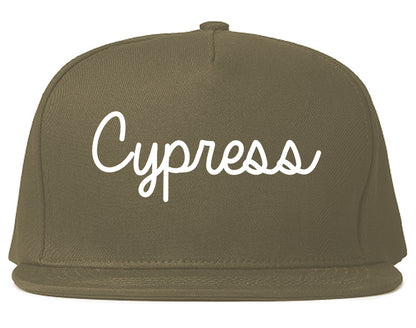 Cypress California CA Script Mens Snapback Hat Grey