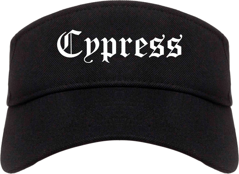 Cypress California CA Old English Mens Visor Cap Hat Black