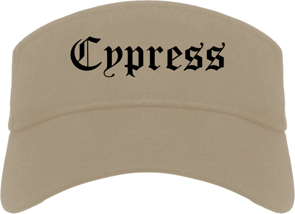 Cypress California CA Old English Mens Visor Cap Hat Khaki