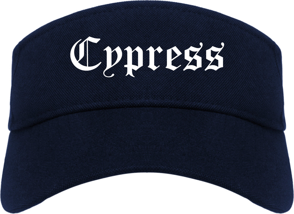Cypress California CA Old English Mens Visor Cap Hat Navy Blue