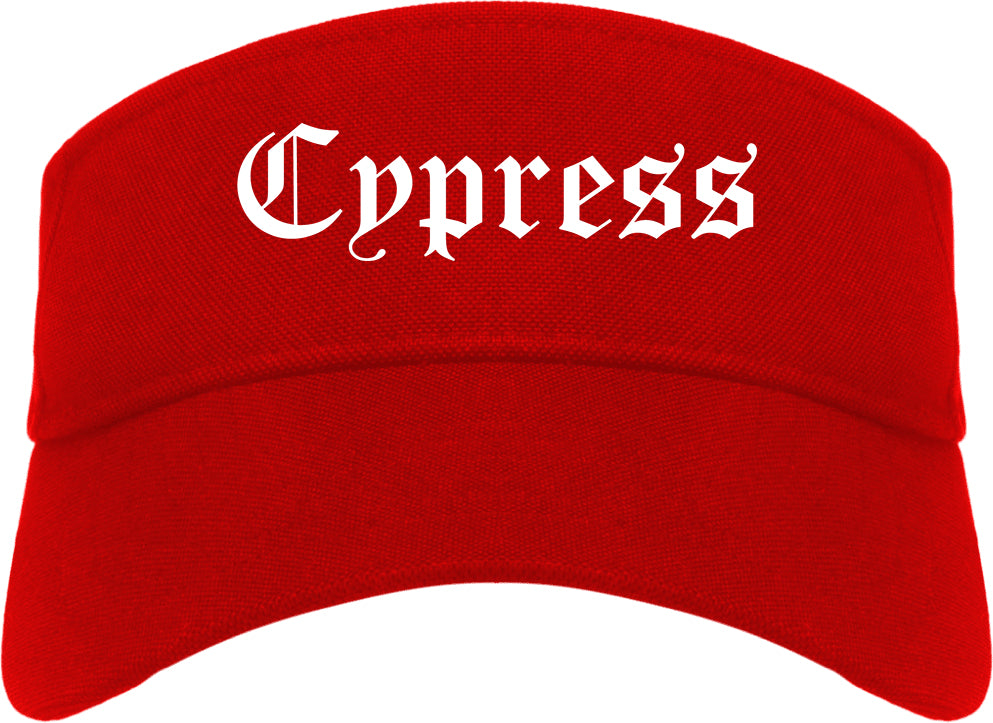 Cypress California CA Old English Mens Visor Cap Hat Red
