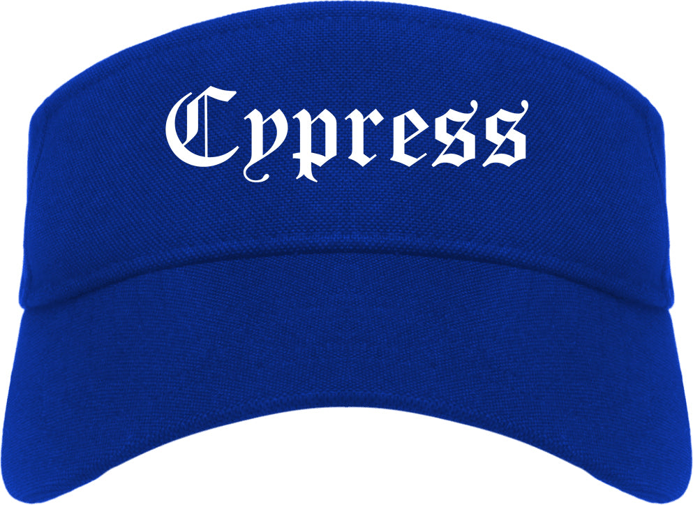 Cypress California CA Old English Mens Visor Cap Hat Royal Blue