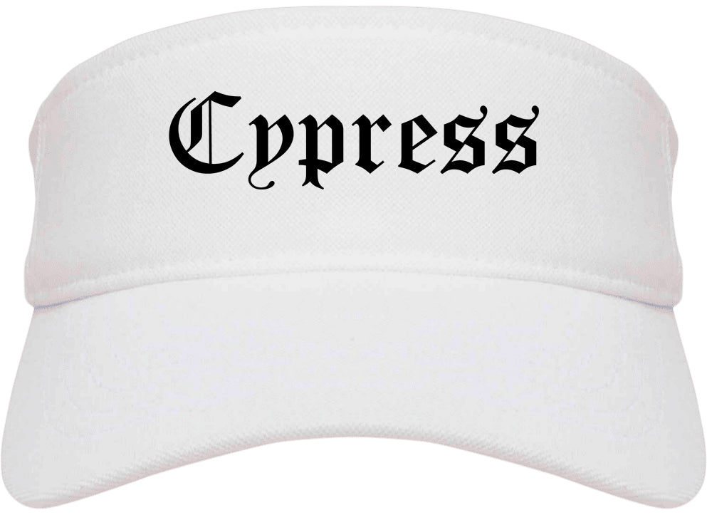 Cypress California CA Old English Mens Visor Cap Hat White