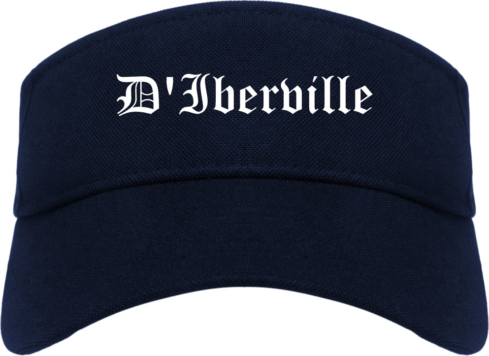 D'Iberville Mississippi MS Old English Mens Visor Cap Hat Navy Blue