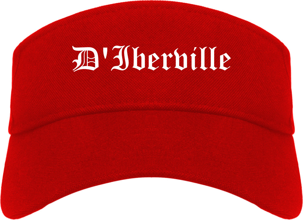 D'Iberville Mississippi MS Old English Mens Visor Cap Hat Red