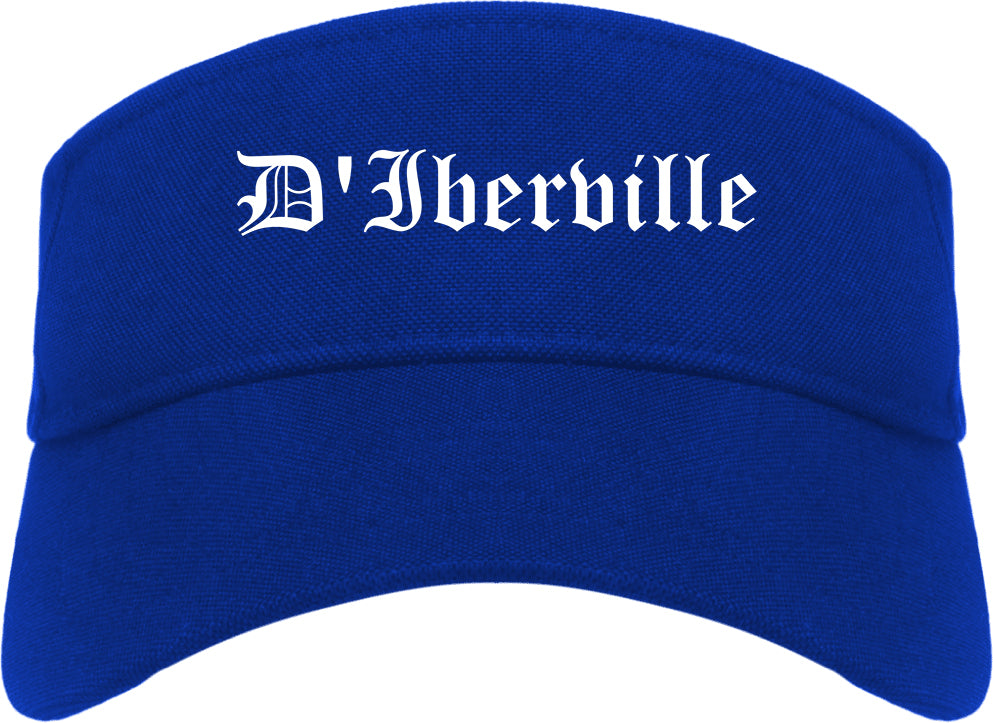 D'Iberville Mississippi MS Old English Mens Visor Cap Hat Royal Blue