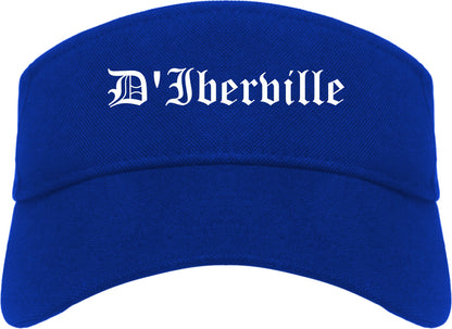 D'Iberville Mississippi MS Old English Mens Visor Cap Hat Royal Blue