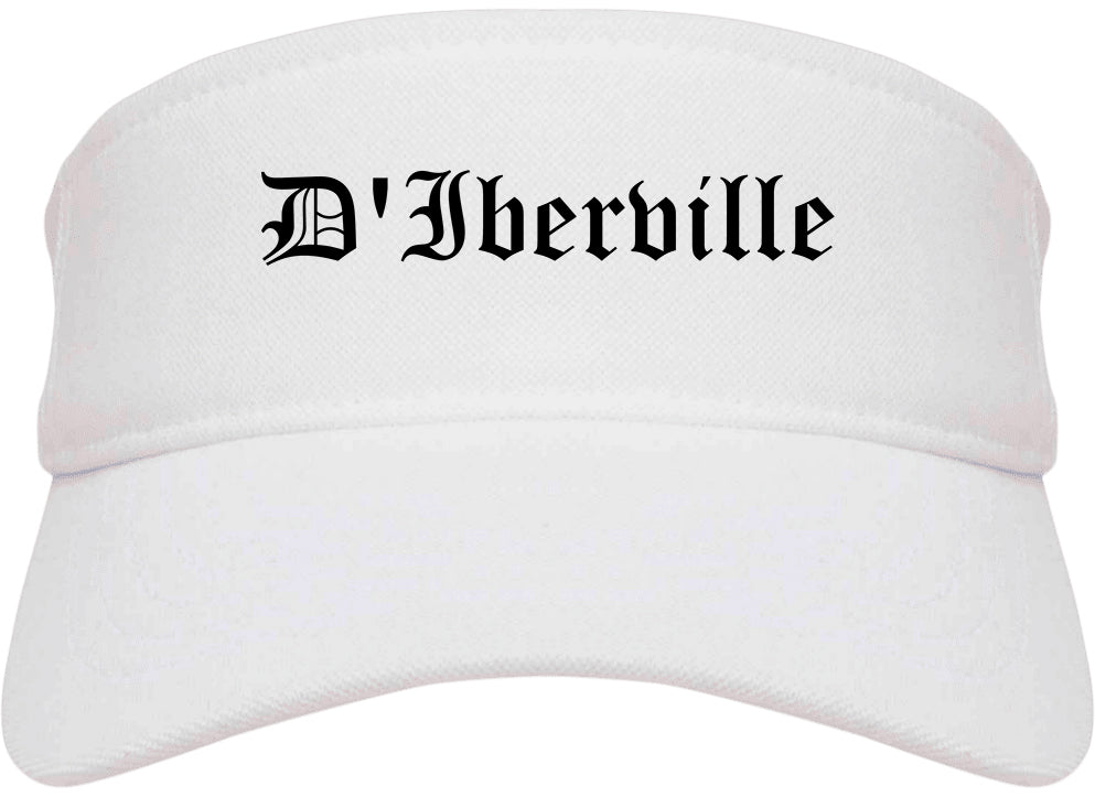 D'Iberville Mississippi MS Old English Mens Visor Cap Hat White