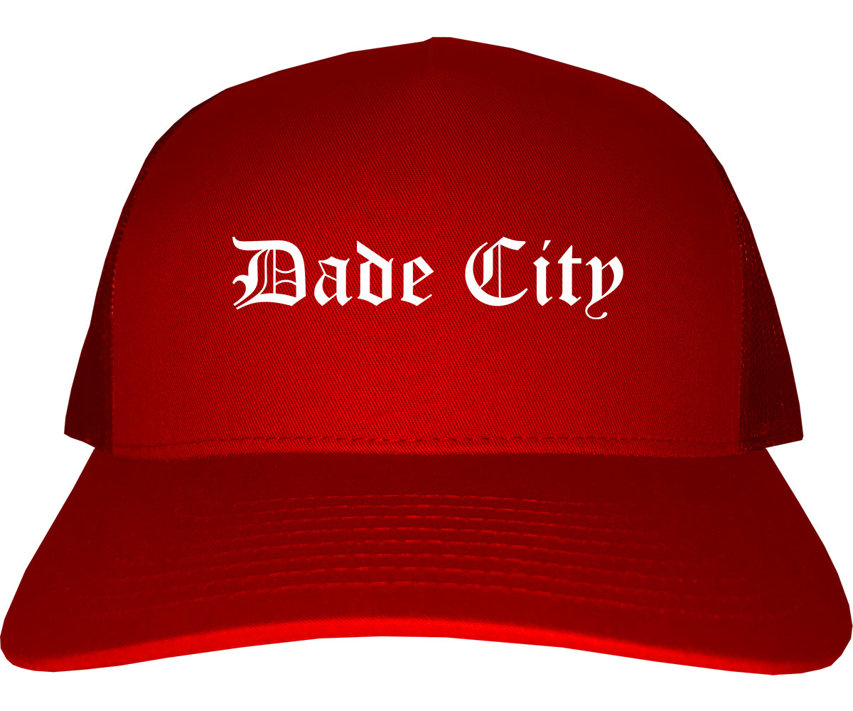 Dade City Florida FL Old English Mens Trucker Hat Cap Red