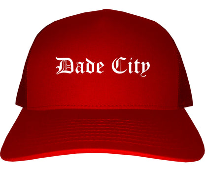 Dade City Florida FL Old English Mens Trucker Hat Cap Red