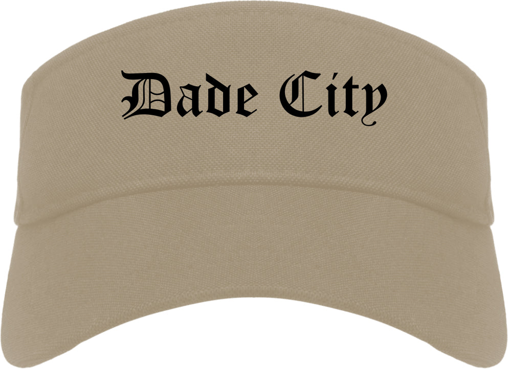 Dade City Florida FL Old English Mens Visor Cap Hat Khaki