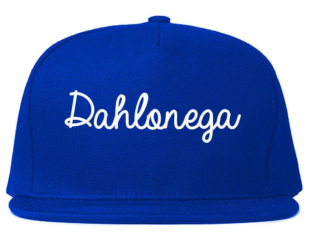 Dahlonega Georgia GA Script Mens Snapback Hat Royal Blue