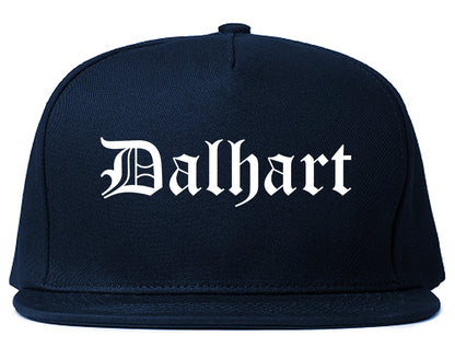 Dalhart Texas TX Old English Mens Snapback Hat Navy Blue